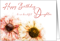 Our Beautiful Daughter Birthday Hand Drawn Colored Helenium Flowers card