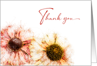 Thank You Two Hand Drawn Colored Helenium Flowers card