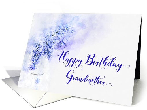 Grandmother Happy Birthday Blue Hyacinth Flower Watercolor card