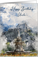 Uncle Happy Birthday Digital Watercolor of Edinburgh Castle Scotland card