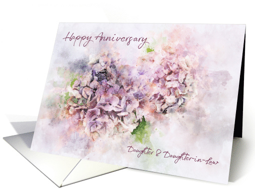 Anniversary Daughter Digital Watercolor of Hydrangea Flower Heads card