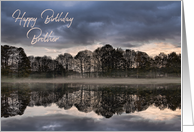 Brother Birthday Tree Silhouettes Reflected in Water at Sunset card