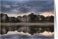 Happy Father’s Day Tree Silhouettes Reflected in Water at Sunset card