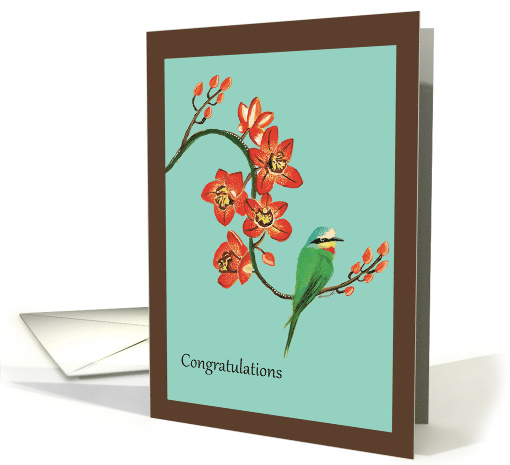 Congratulations Flower Bird Painting card (1501908)