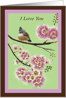 I Love You Crape Myrtle and Bird Painting card