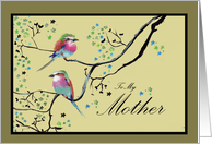 Blank Any Occasion Mother Blossom Tree Bird Painting card