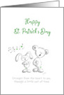 Saint Patrick’s Day Cute Rabbit and Bear Singing Notes card