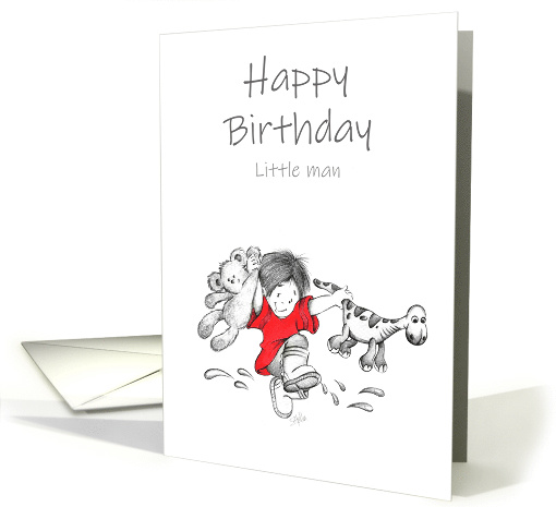 Happy Birthday Little Boy with Teddy Bear and Dinasaour card (1940286)