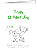 Saint Patrick's Day Cute Rabbit and Bear Singing Notes