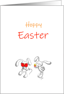 Easter Little Rabbits Colourful Eggs Red Flower