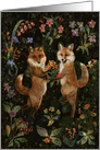 Fox and Vixen Dancing in Flowers Valentine card