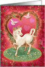 Unicorn and Doves Valentine card