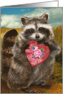 Raccoon Heart Bandit Valentine card