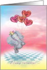 Elephant with Heart Balloons Valentine card