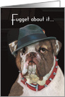 Bulldog with Fedora Hat Birthday Card