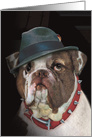Bulldog with Fedora Hat Blank card