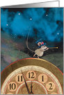 Mouse at Midnight Ringing in New Year card