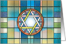 Hanukkah Star of David Stained Glass card