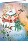 Snowman Bundled in Hat and Scarves card