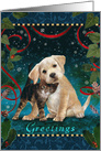 Tabby Kitten and Lab Puppy Season’s Greetings card