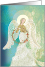 Angel with a Wreath Woven of Twigs and Flowers Blank card