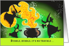 Halloween Three Witches Cauldron card