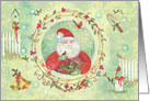 Christmas Garden Loving Santa card