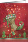 Christmas Stocking Elf and Stars card