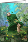 St. Patrick’s Day Mice with Leprechaun’s Hat and Shamrocks card