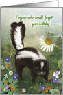 Little Skunk and Flowers Birthday card