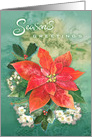 Bright Christmas Holiday Poinsettia card