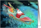 Christmas Santa Space Rocket Sled Car card