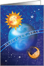 New Year Sun Moon Universe Celestial card