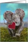 Valentines Day Elephant Baby Carrying a Heart card