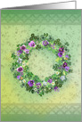 St. Patrick’s Day Shamrock Clover Violet Wreath card