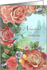 Rose Garden and Dragonfly Birthday card