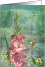 Hummingbird Garden Flower Birthday card