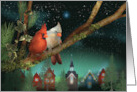 Pair of Cardinal Birds Small Town Holiday Lights card