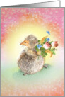 Hedgehog Valentine’s Day with Flowers and Butterfly card