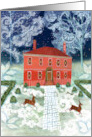 Christmas Holiday House with Deer and Wreaths card