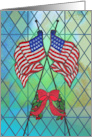 Christmas Holiday American Flag Stained Glass card