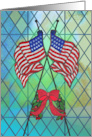 Christmas Holiday American Flag Stained Glass card