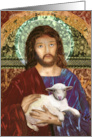 Jesus Christ, Good Shepherd with Lamb, Holiday card