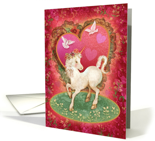 Unicorn and Doves Valentine card (1508996)