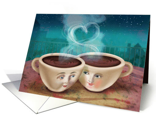 Coffee Cups and Steamy Heart Valentine card (1511322)