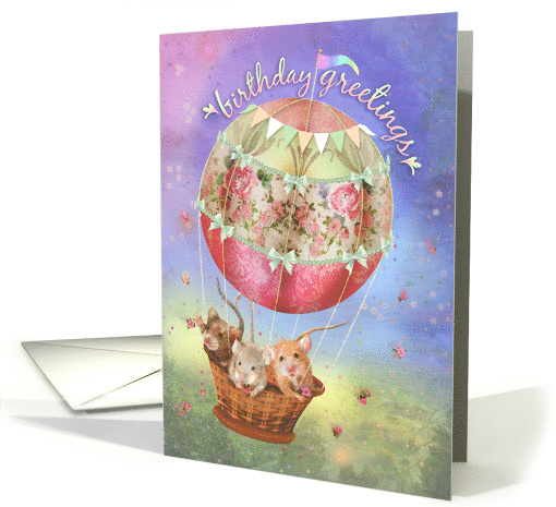 Hot Air Balloon Mice Birthday Greetings card (1523424)