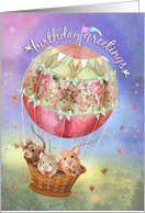 Hot Air Balloon Mice Birthday Greetings card