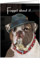 Bulldog with Fedora Hat Birthday Card