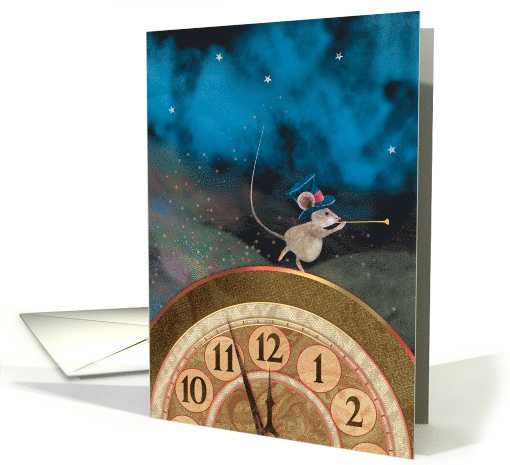 Mouse at Midnight Ringing in New Year card (1534618)