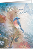 Bluebird and Nest Get Well My Friend card
